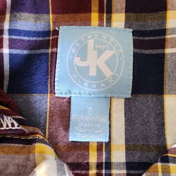 J. Khaki Boys Tops, Multicolor Long Sleeve Plaid Button Down Collar Shirt, Sz 7 - Picture 2 of 6